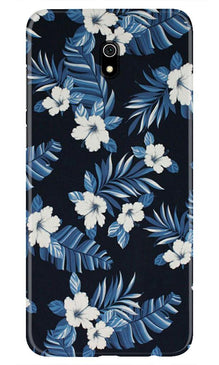 White flowers Blue Background2 Mobile Back Case for Xiaomi Redmi 8A (Design - 15)