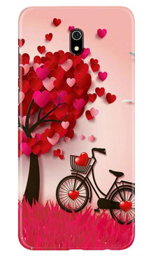 Red Heart Cycle Mobile Back Case for Xiaomi Redmi 8A (Design - 222)