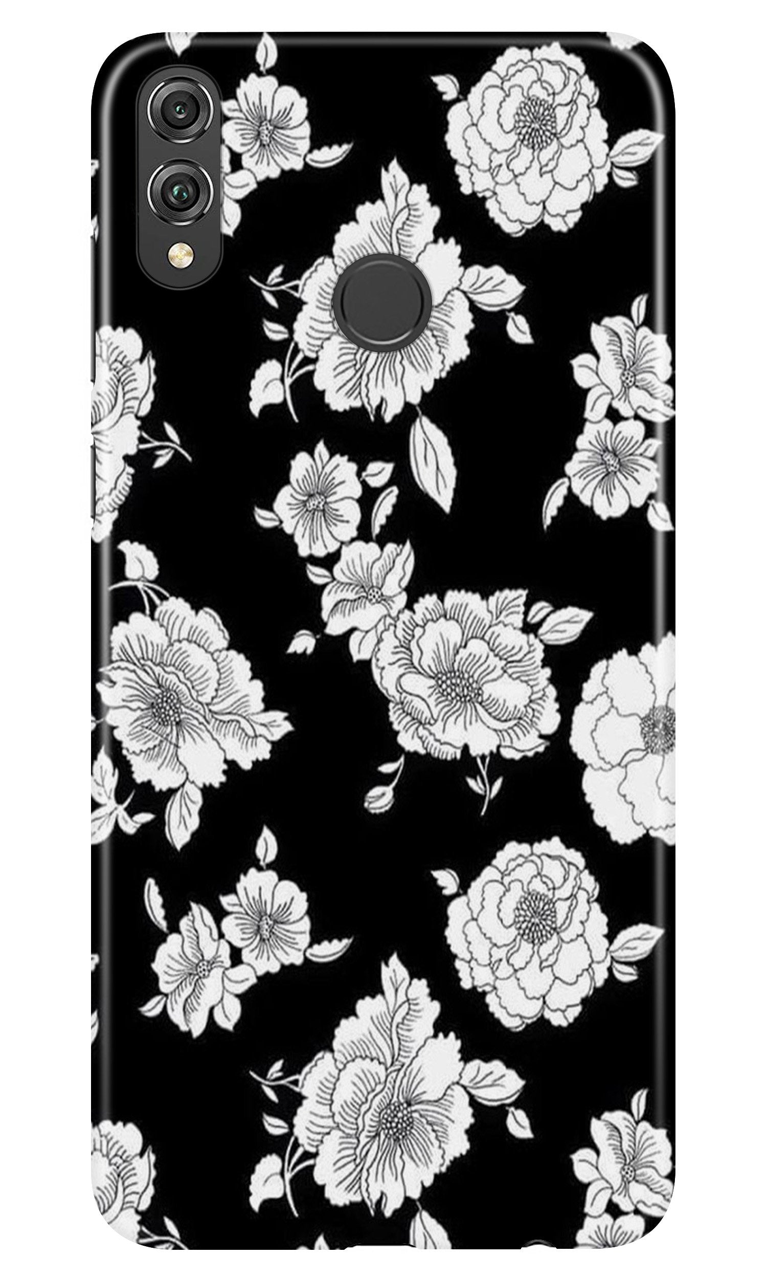 White flowers Black Background Case for Honor 8X