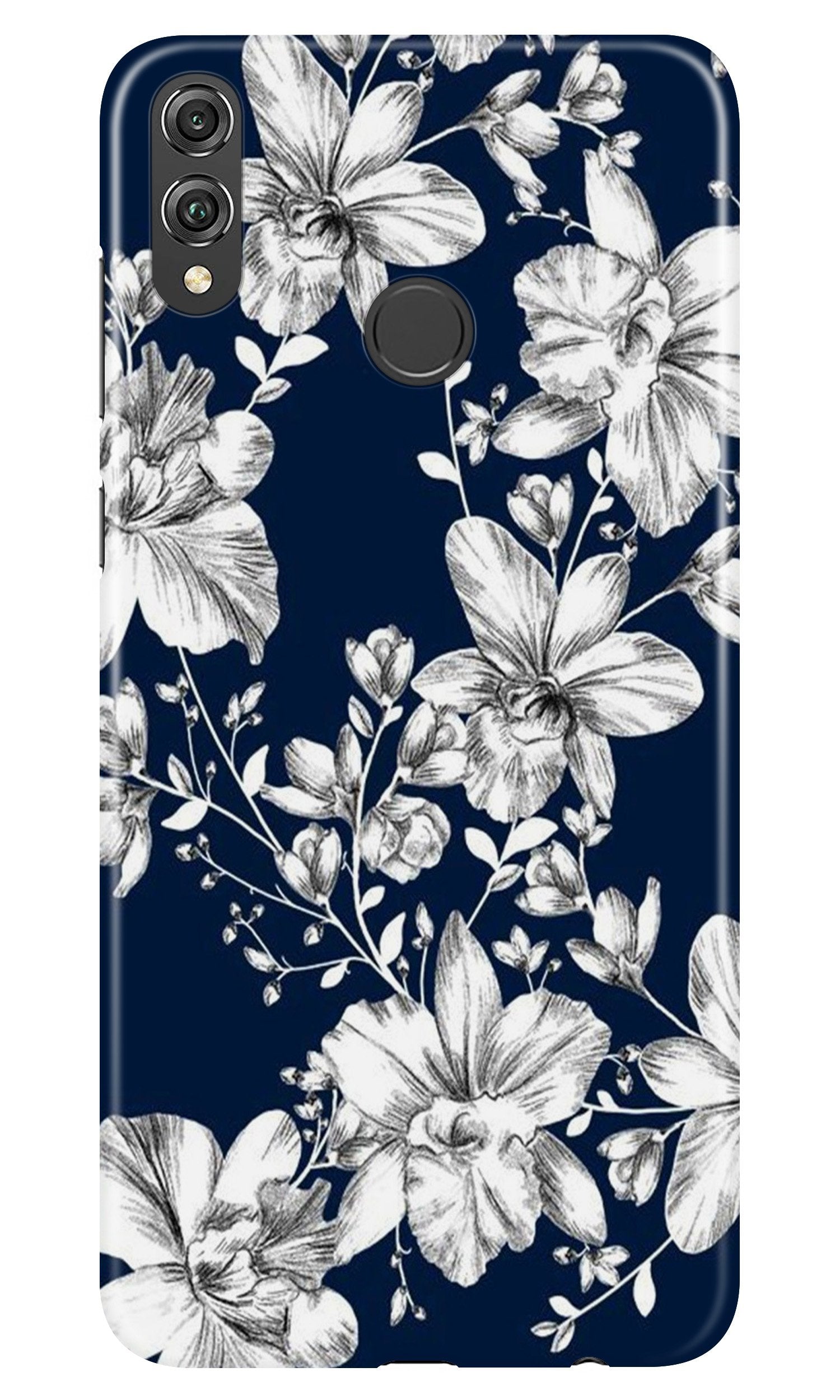 White flowers Blue Background Case for Honor 8X