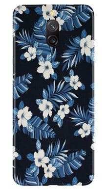 White flowers Blue Background2 Mobile Back Case for Redmi 8a Dual (Design - 15)