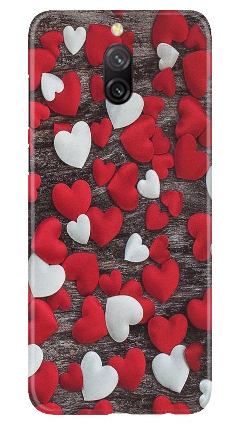 Red White Hearts Case for Redmi 8a Dual  (Design - 105)