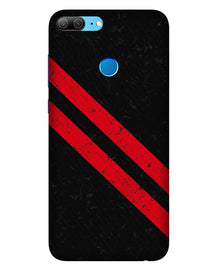 Black Red Pattern Mobile Back Case for Honor 9 Lite (Design - 373)
