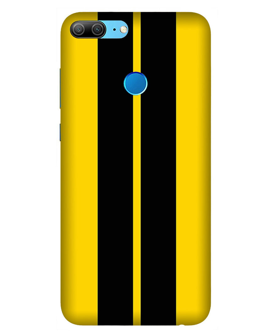 Black Yellow Pattern Mobile Back Case for Honor 9 Lite (Design - 377)