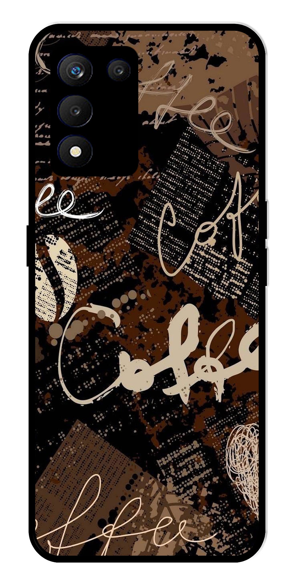 Coffee Pattern Metal Mobile Case for Realme 9 SE 5G   (Design No -37)