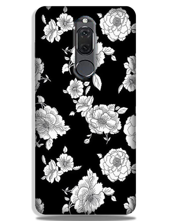 White flowers Black Background Case for Honor 9i
