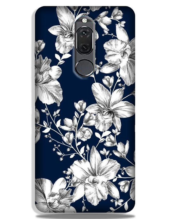 White flowers Blue Background Case for Honor 9i