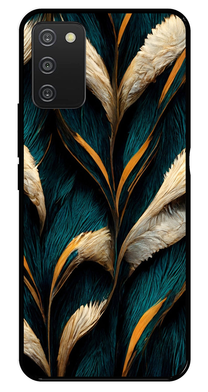 Feathers Metal Mobile Case for Samsung Galaxy A03s   (Design No -30)