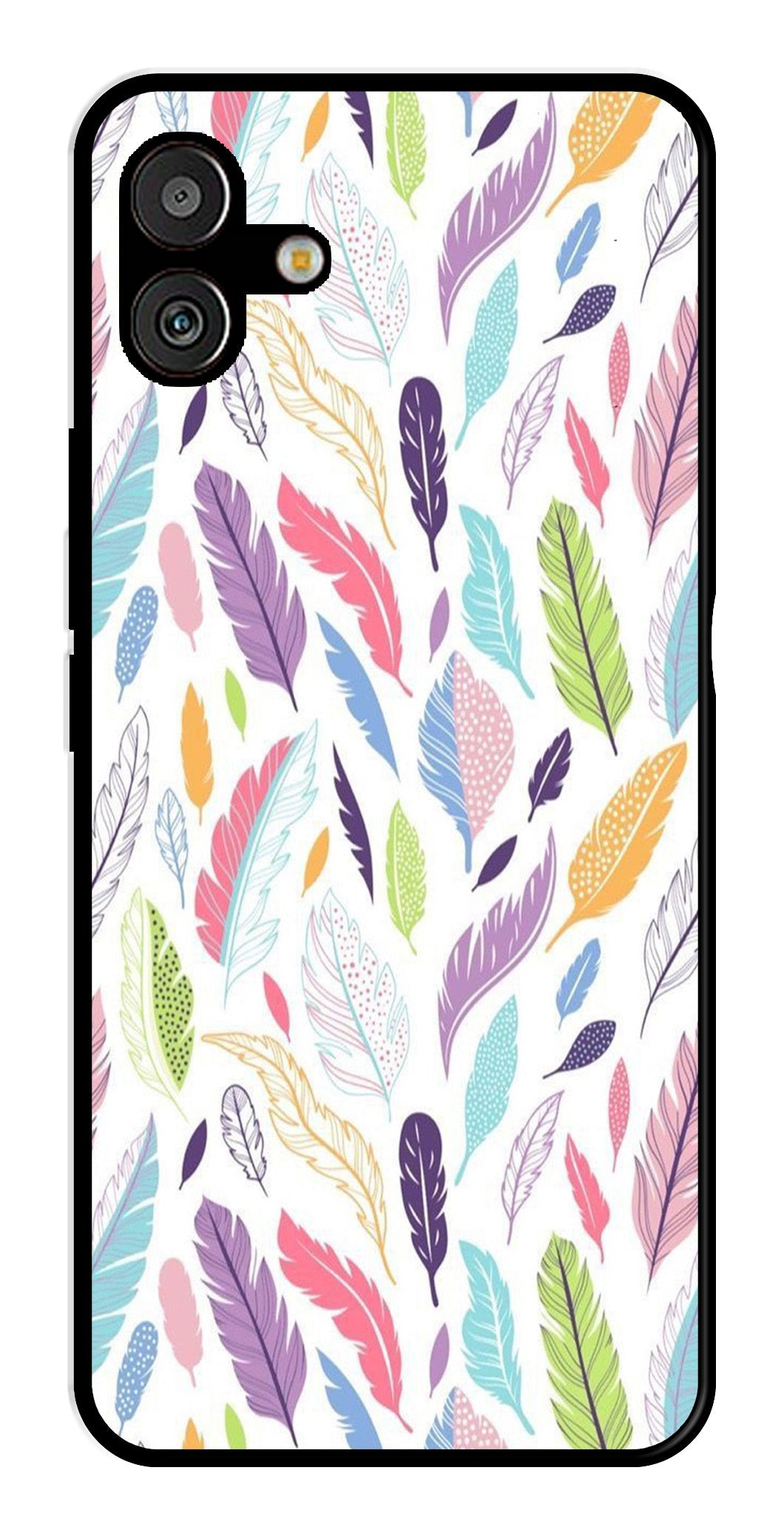 Colorful Feathers Metal Mobile Case for Samsung Galaxy A04   (Design No -06)