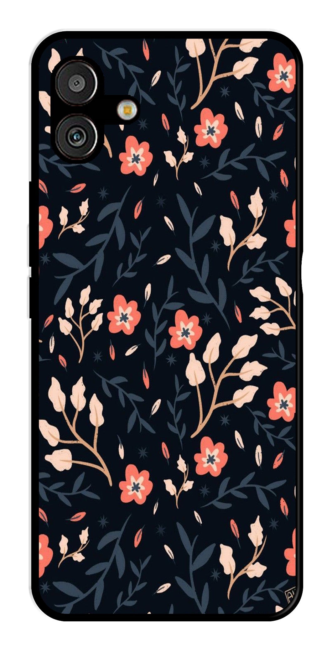 Floral Pattern Metal Mobile Case for Samsung Galaxy A04   (Design No -10)