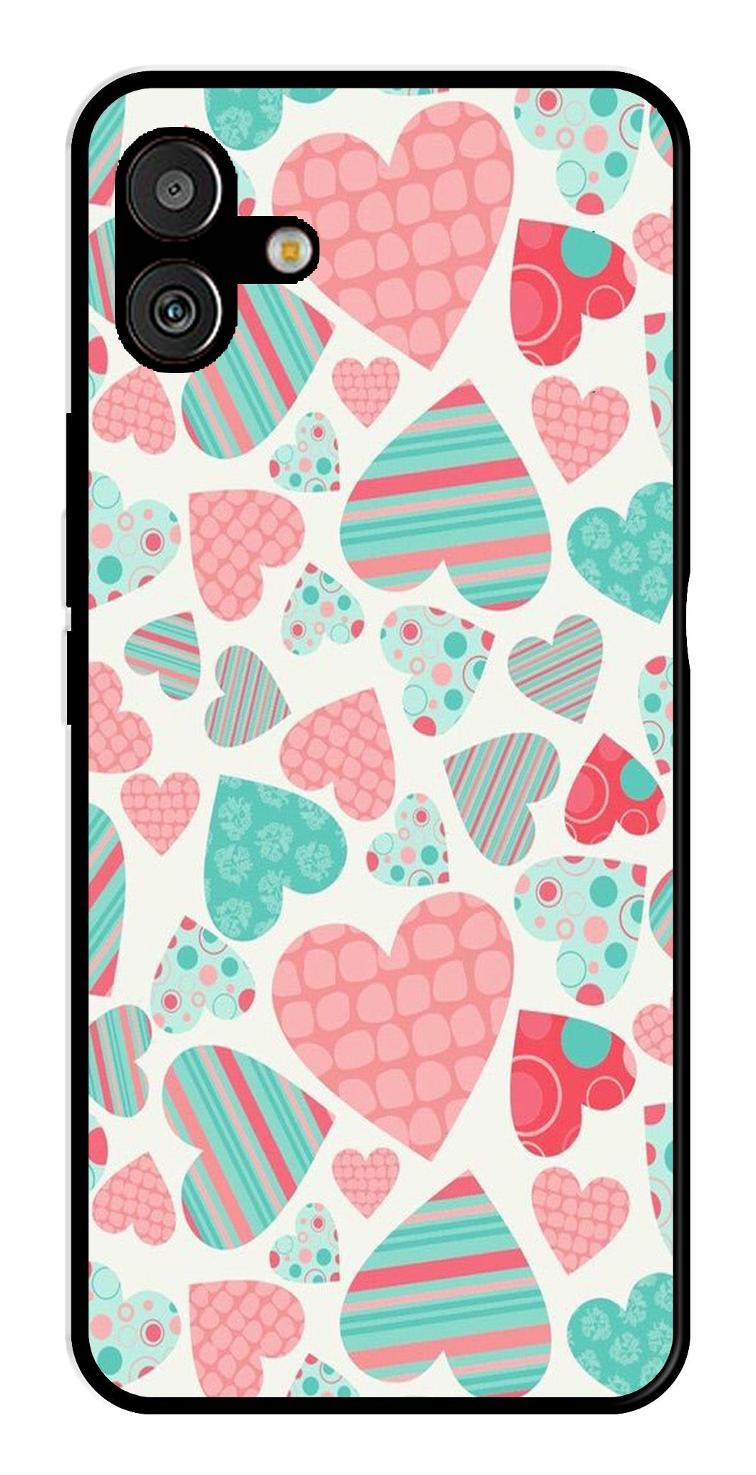 Hearts Pattern Metal Mobile Case for Samsung Galaxy A04   (Design No -22)