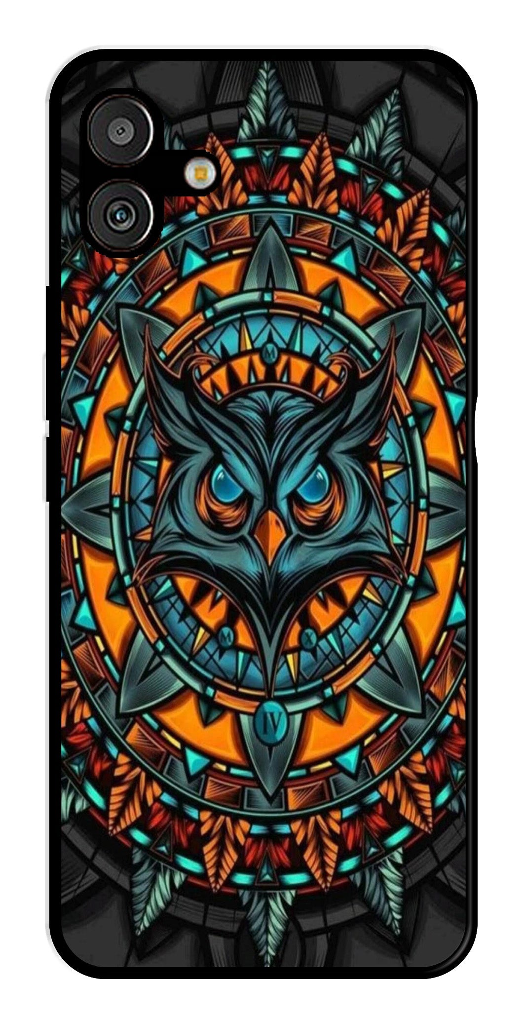 Owl Pattern Metal Mobile Case for Samsung Galaxy A04   (Design No -42)