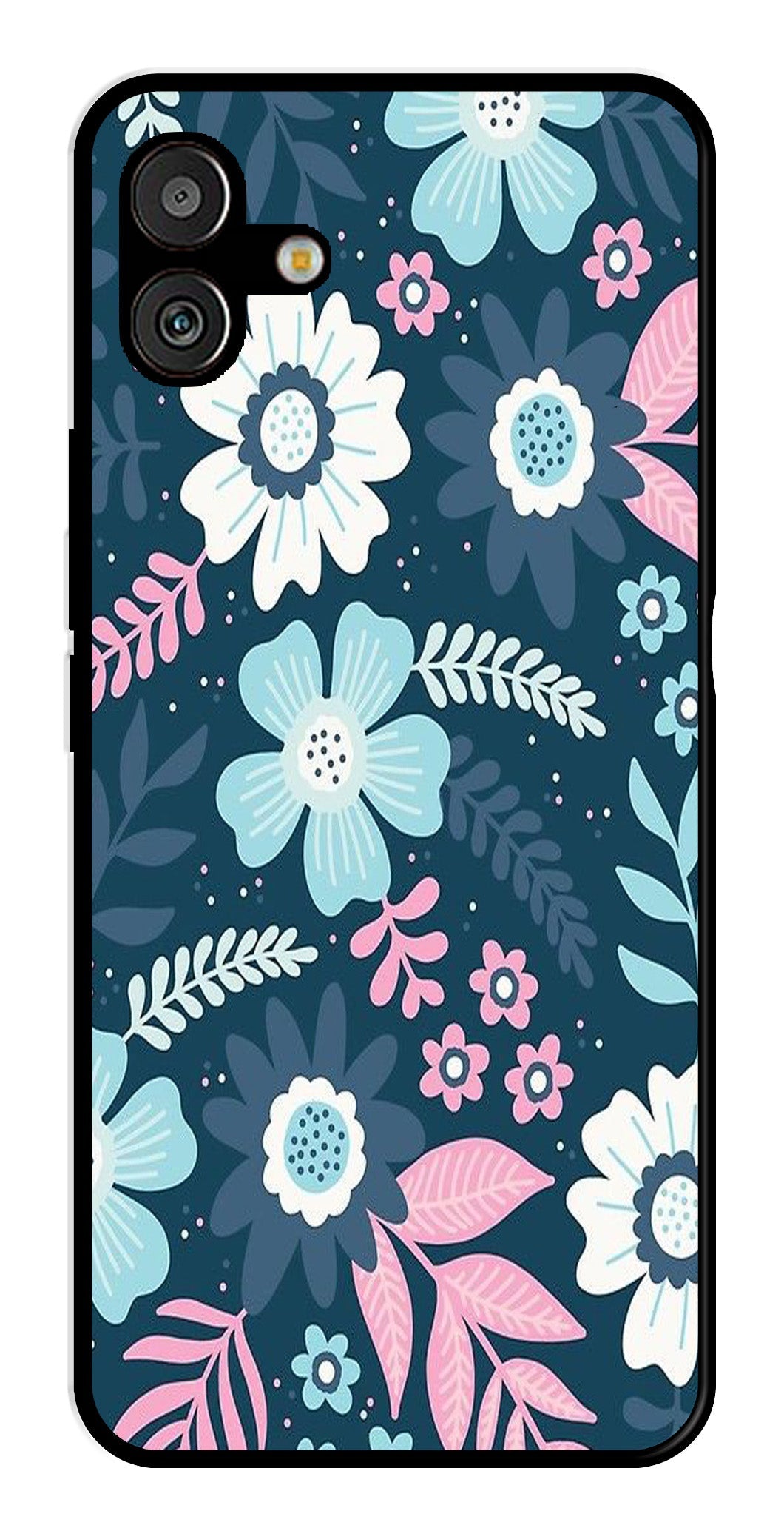 Flower Leaves Design Metal Mobile Case for Samsung Galaxy A04   (Design No -50)