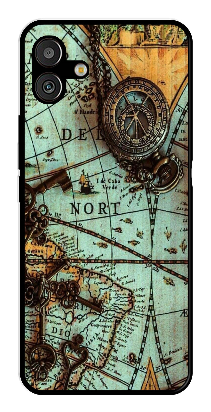 Map Design Metal Mobile Case for Samsung Galaxy A04   (Design No -54)