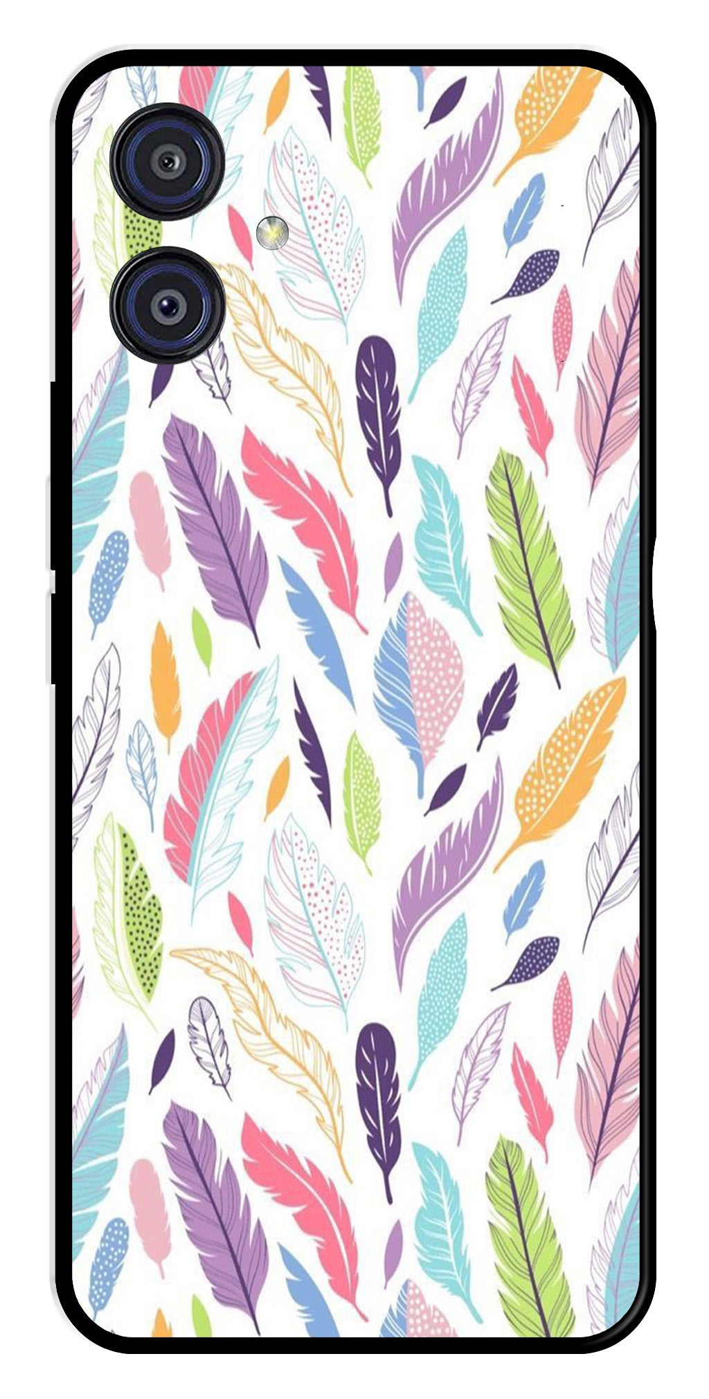 Colorful Feathers Metal Mobile Case for Samsung Galaxy A04E   (Design No -06)