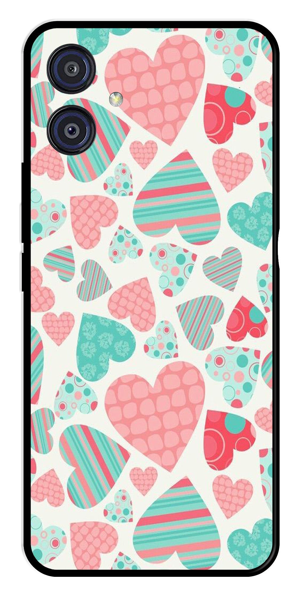 Hearts Pattern Metal Mobile Case for Samsung Galaxy A04E   (Design No -22)