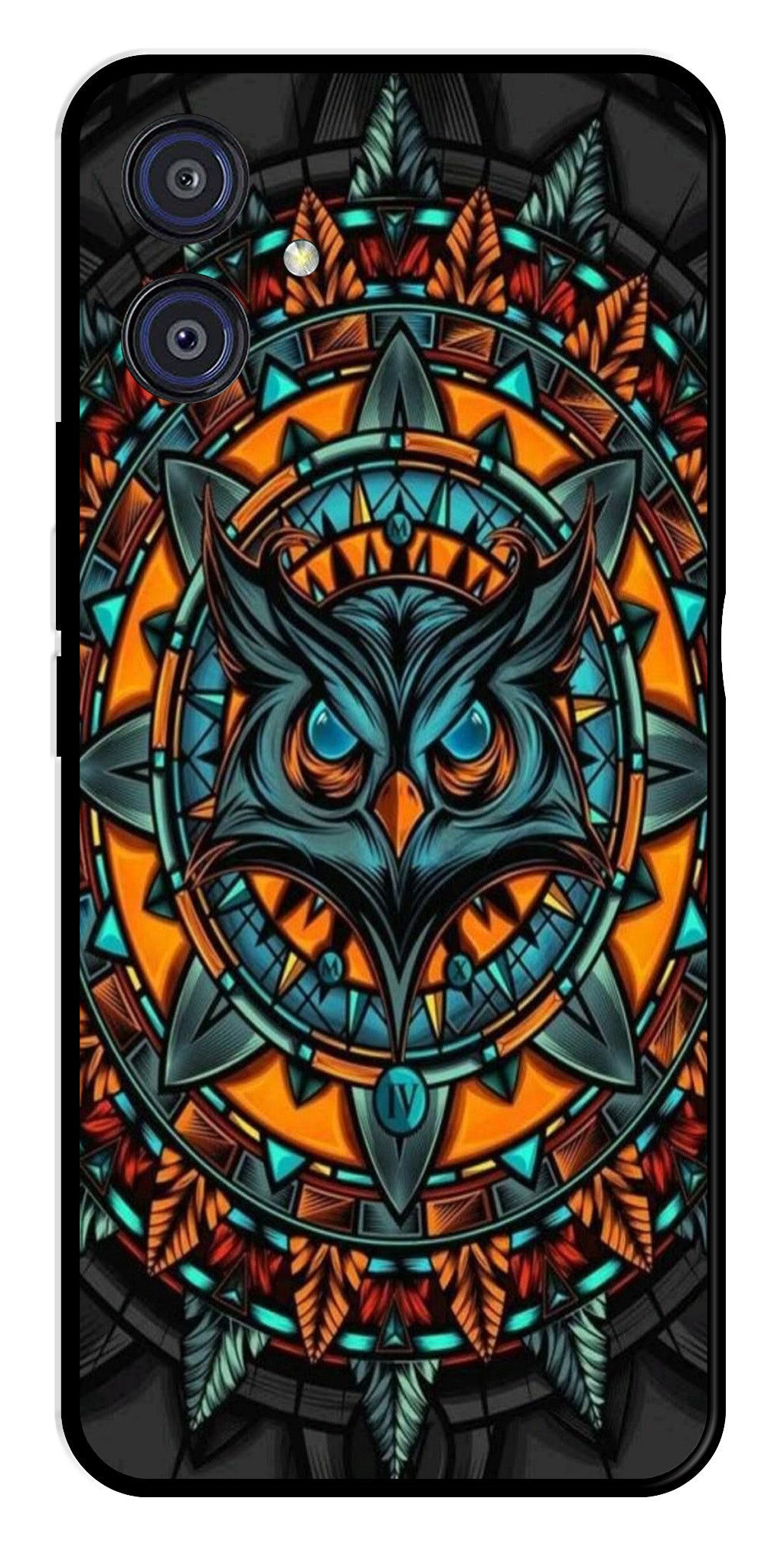 Owl Pattern Metal Mobile Case for Samsung Galaxy A04E   (Design No -42)