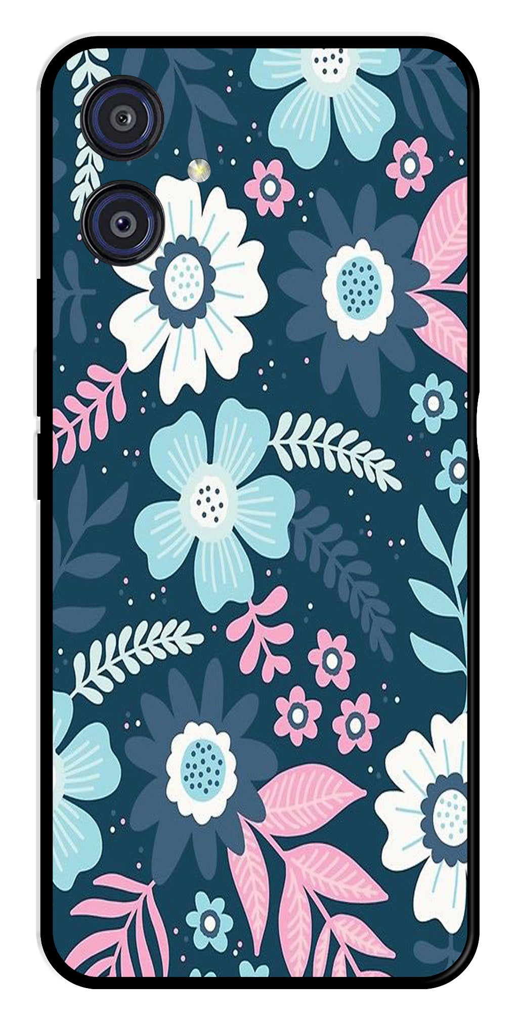 Flower Leaves Design Metal Mobile Case for Samsung Galaxy A04E   (Design No -50)
