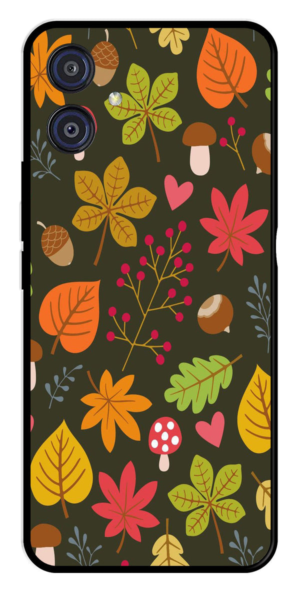 Leaves Design Metal Mobile Case for Samsung Galaxy A04E   (Design No -51)