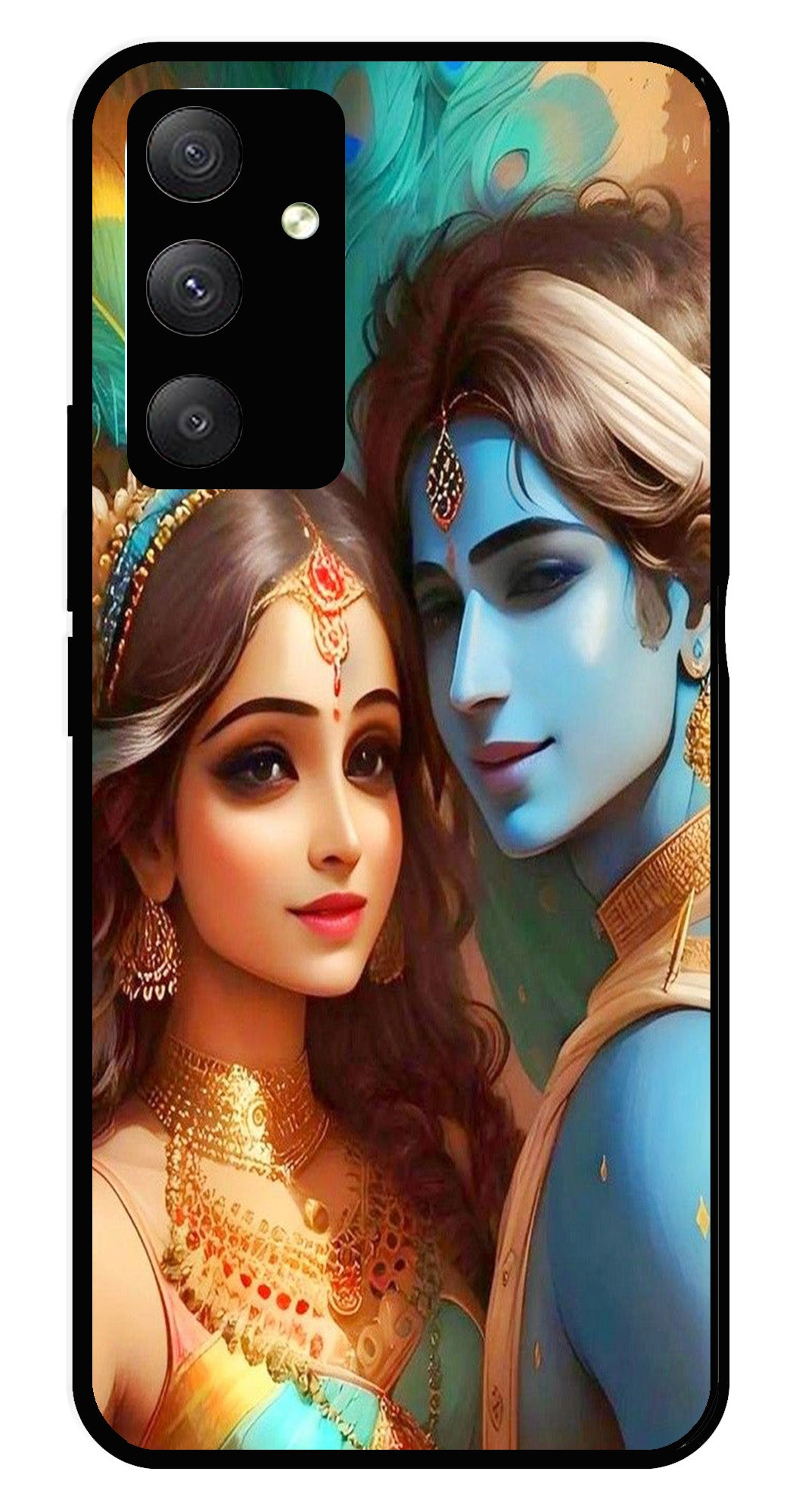 Lord Radha Krishna Metal Mobile Case for Samsung Galaxy A04s   (Design No -01)
