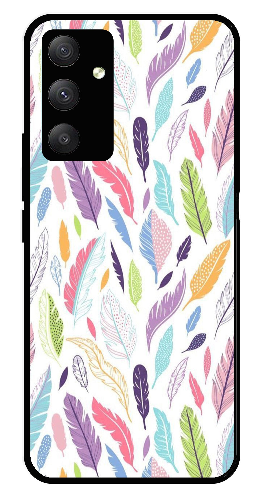 Colorful Feathers Metal Mobile Case for Samsung Galaxy A04s   (Design No -06)