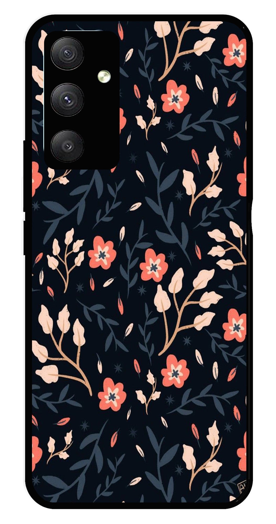 Floral Pattern Metal Mobile Case for Samsung Galaxy A04s   (Design No -10)