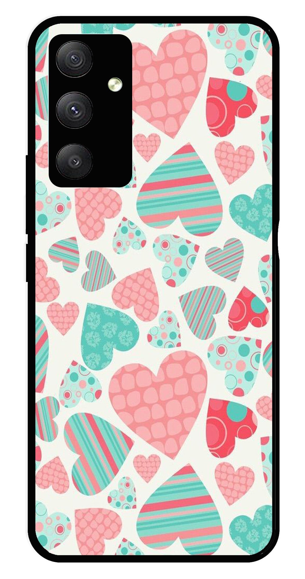 Hearts Pattern Metal Mobile Case for Samsung Galaxy A04s   (Design No -22)