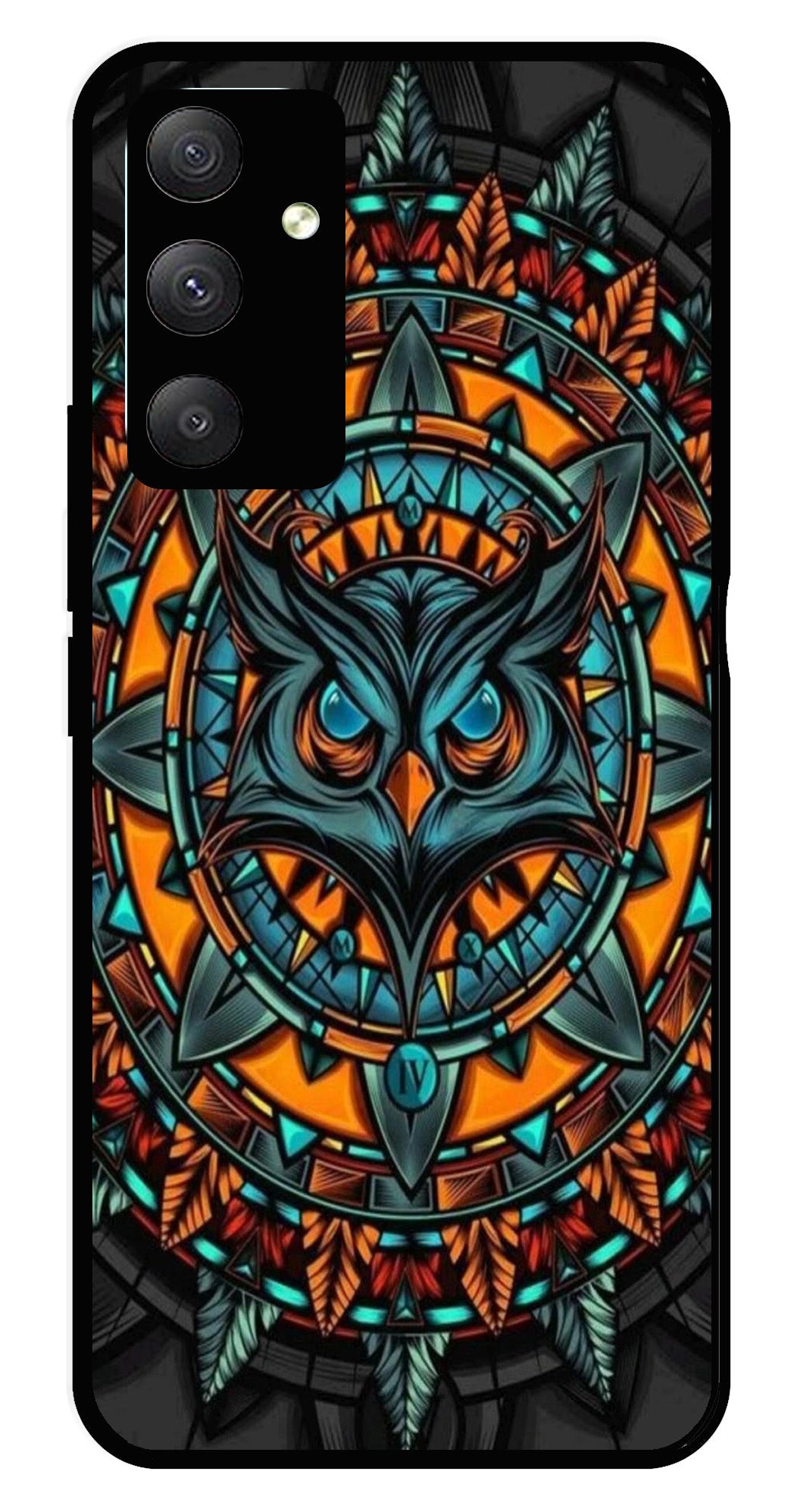 Owl Pattern Metal Mobile Case for Samsung Galaxy A04s   (Design No -42)