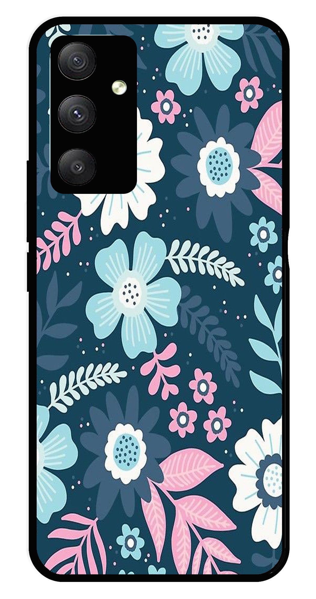 Flower Leaves Design Metal Mobile Case for Samsung Galaxy A04s   (Design No -50)