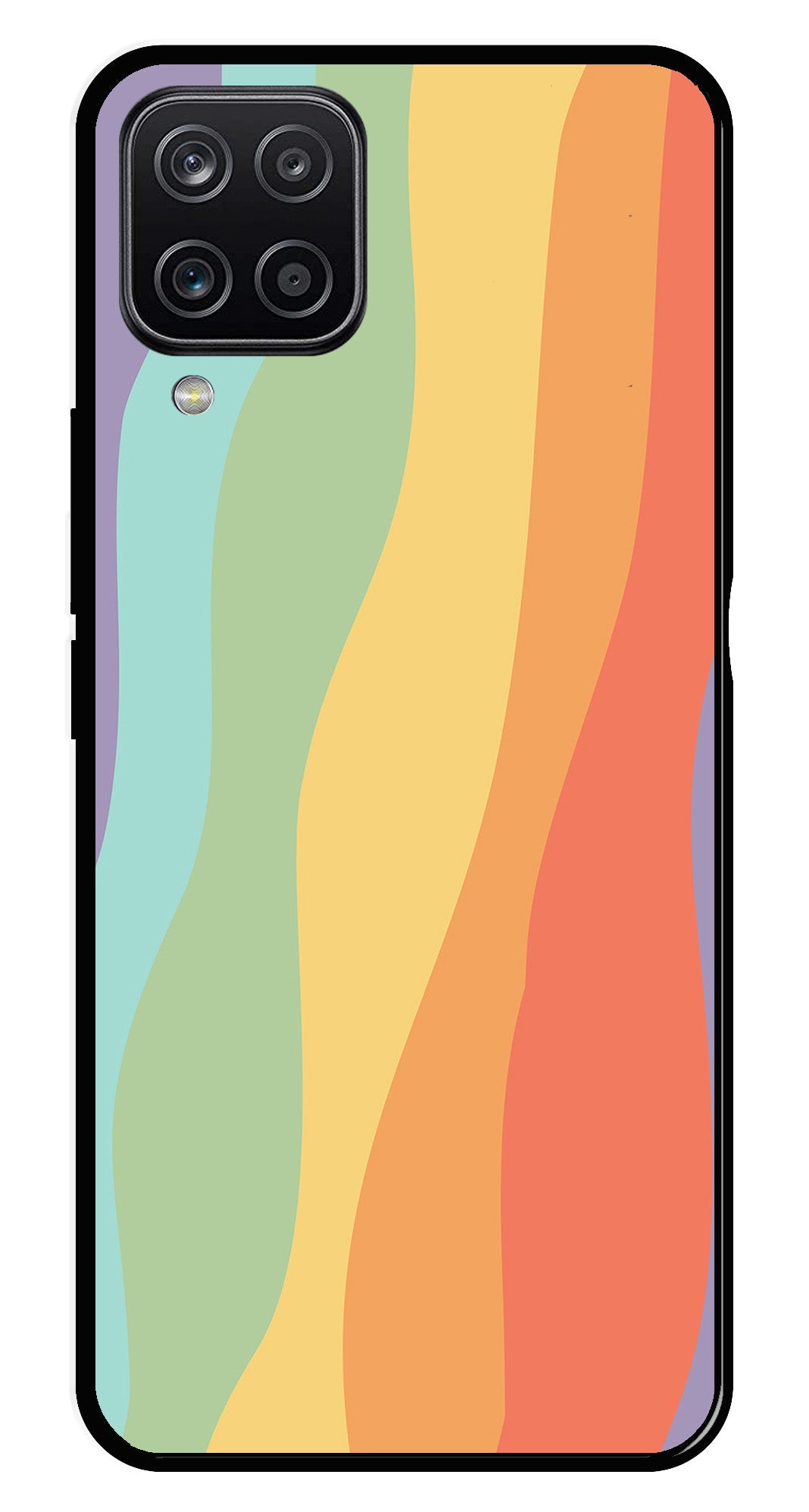 Muted Rainbow Metal Mobile Case for Samsung Galaxy A12   (Design No -02)