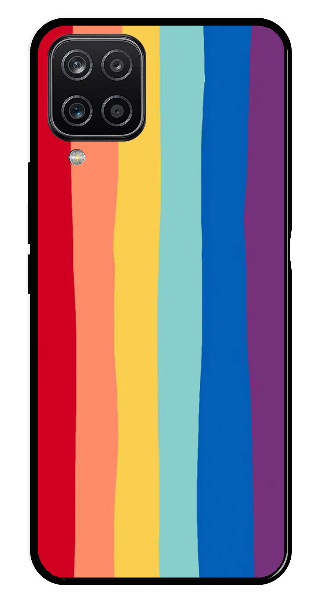 Rainbow MultiColor Metal Mobile Case for Samsung Galaxy A12   (Design No -03)
