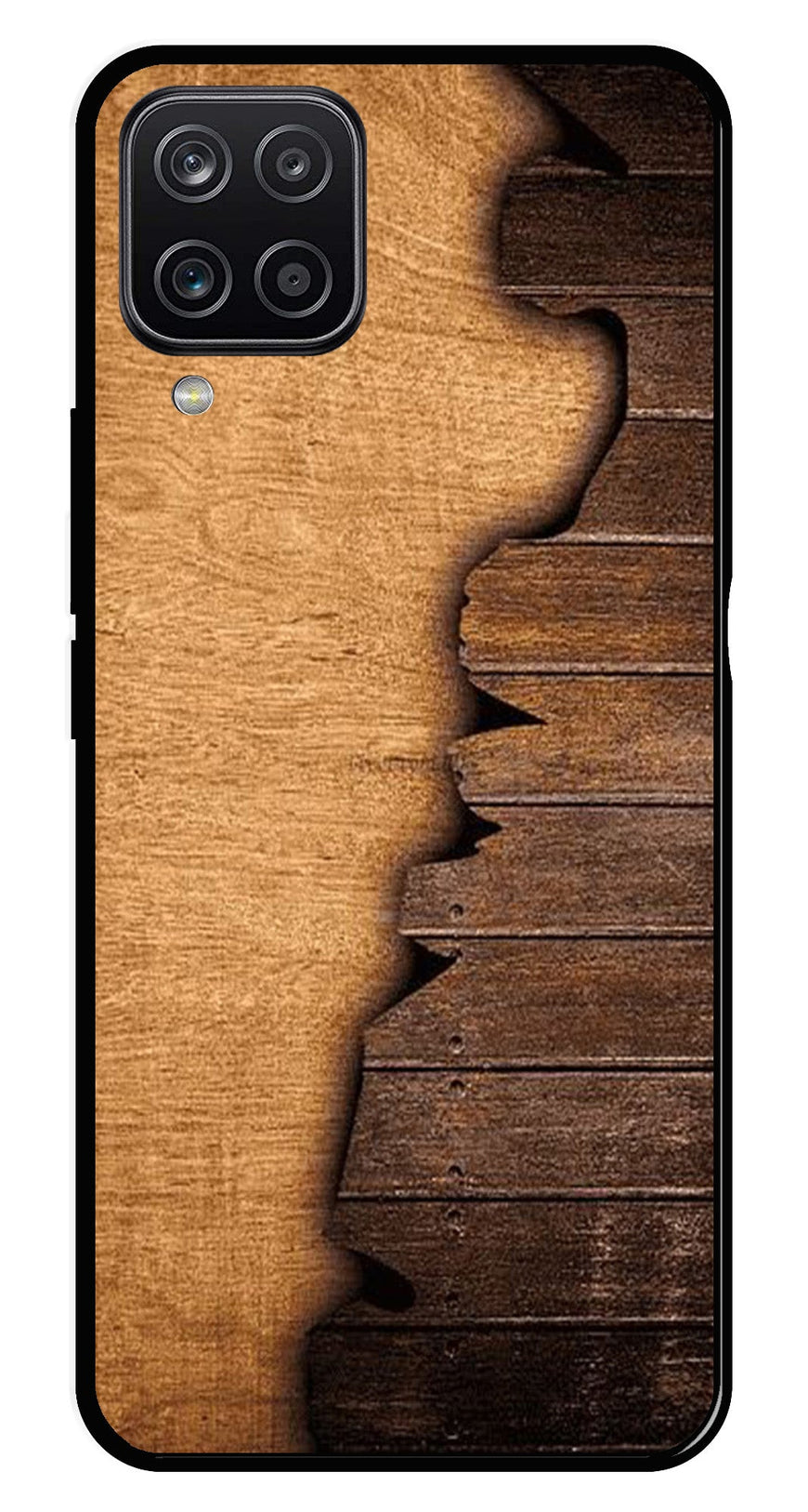Wooden Design Metal Mobile Case for Samsung Galaxy A12   (Design No -13)