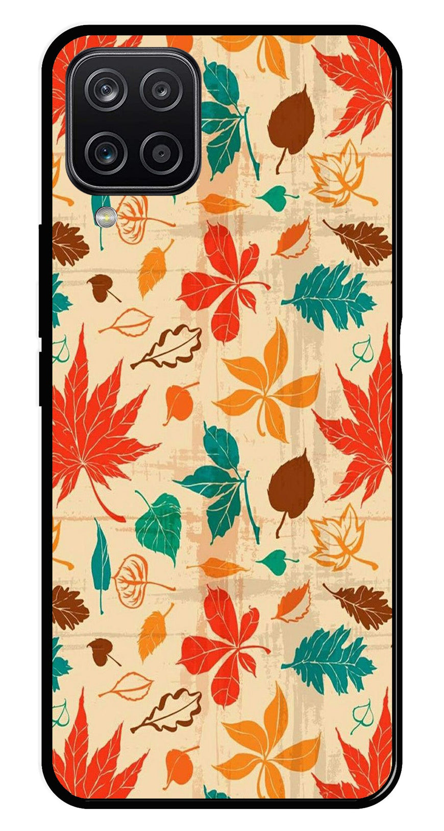 Leafs Design Metal Mobile Case for Samsung Galaxy A12   (Design No -14)