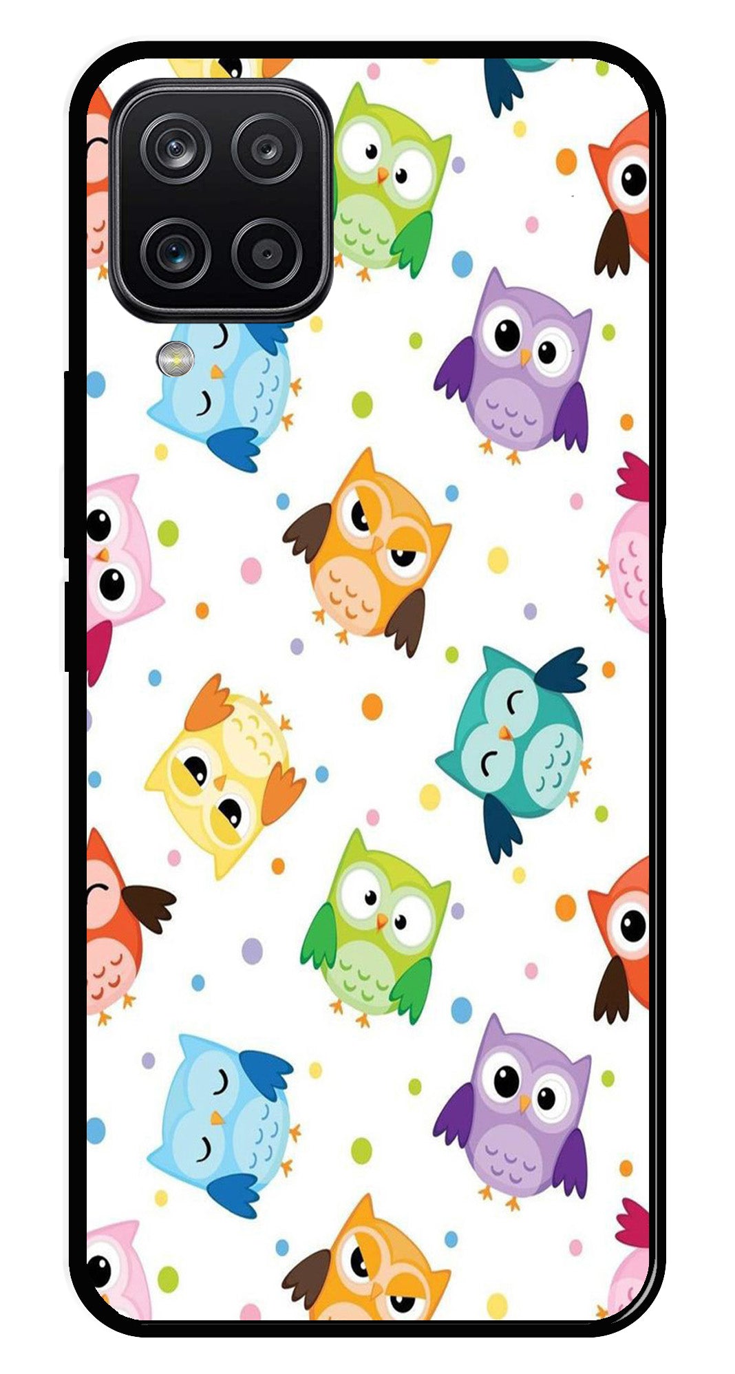Owls Pattern Metal Mobile Case for Samsung Galaxy A12   (Design No -20)