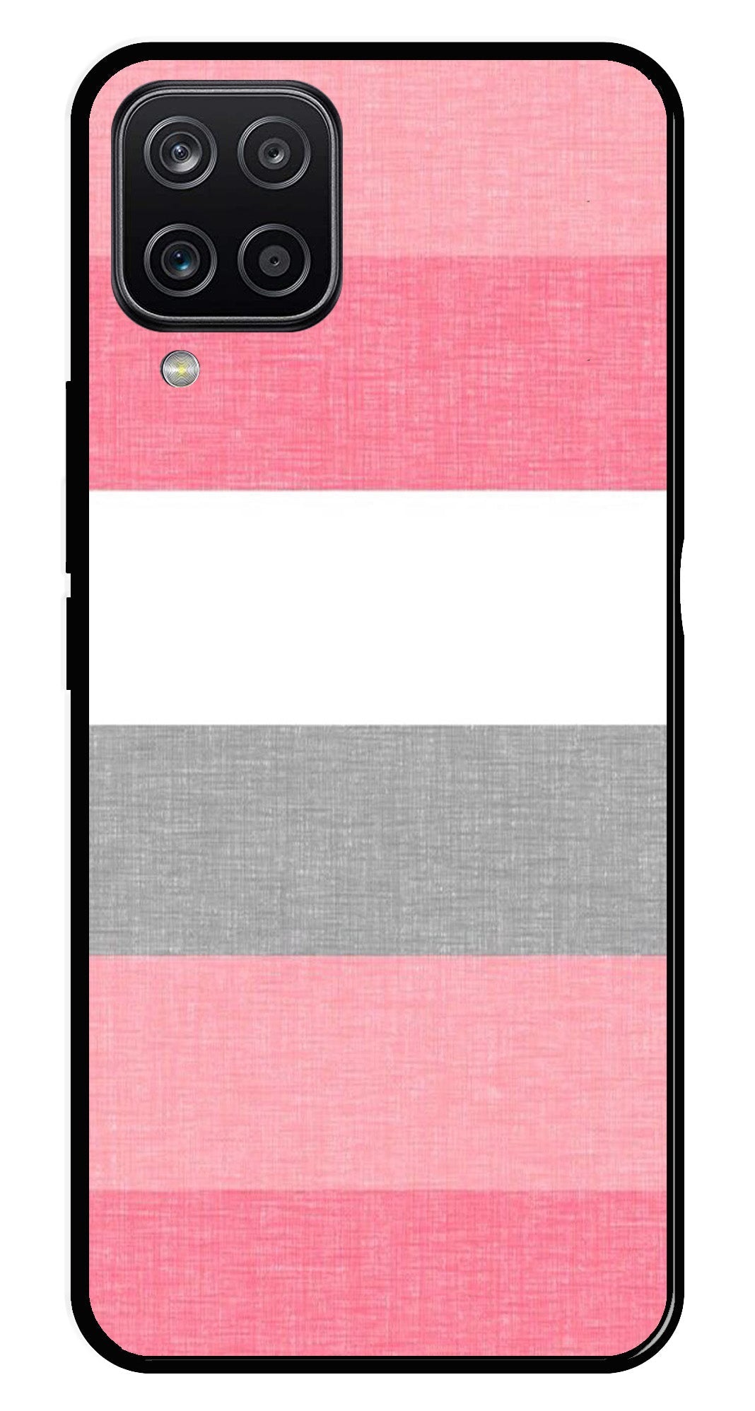 Pink Pattern Metal Mobile Case for Samsung Galaxy A12   (Design No -23)