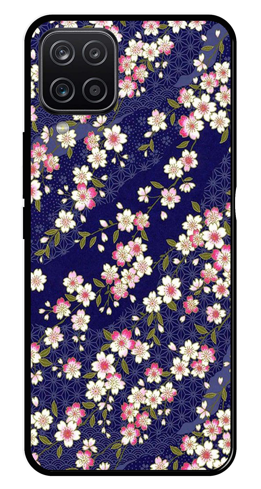 Flower Design Metal Mobile Case for Samsung Galaxy A12   (Design No -25)