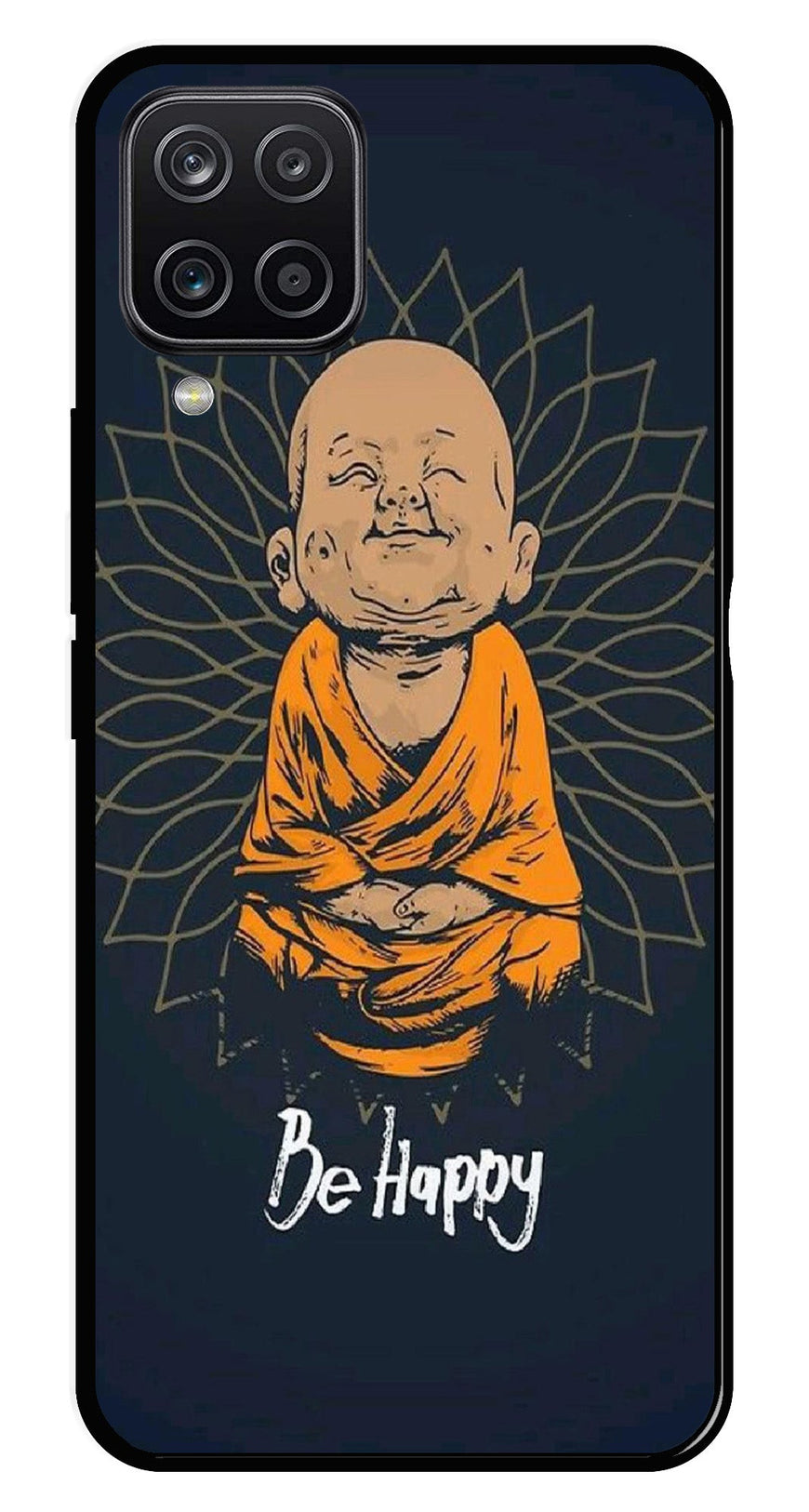 Be Happy Metal Mobile Case for Samsung Galaxy A12   (Design No -27)