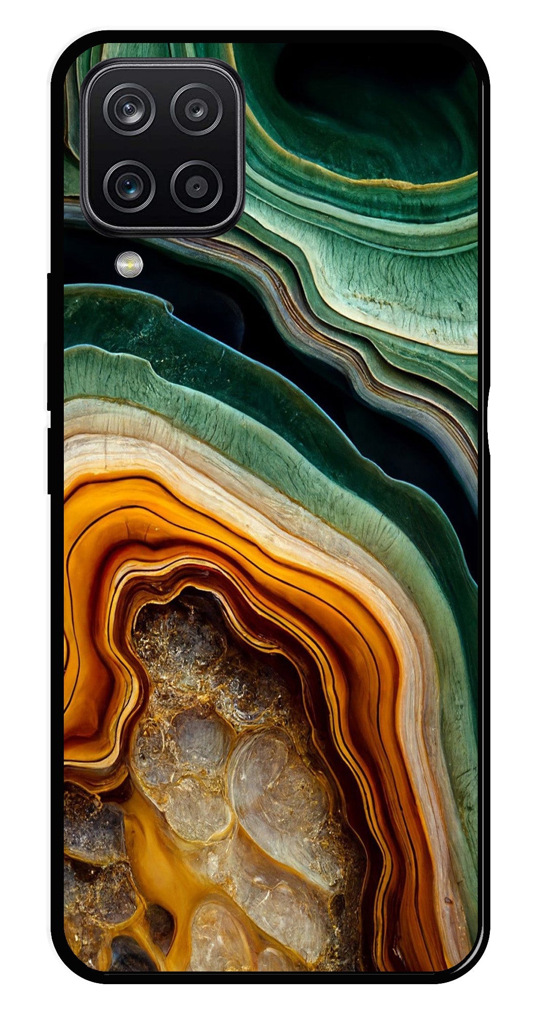 Marble Design Metal Mobile Case for Samsung Galaxy A12   (Design No -28)