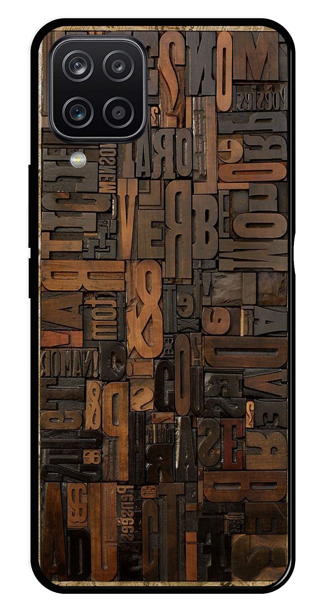 Alphabets Metal Mobile Case for Samsung Galaxy A12   (Design No -32)