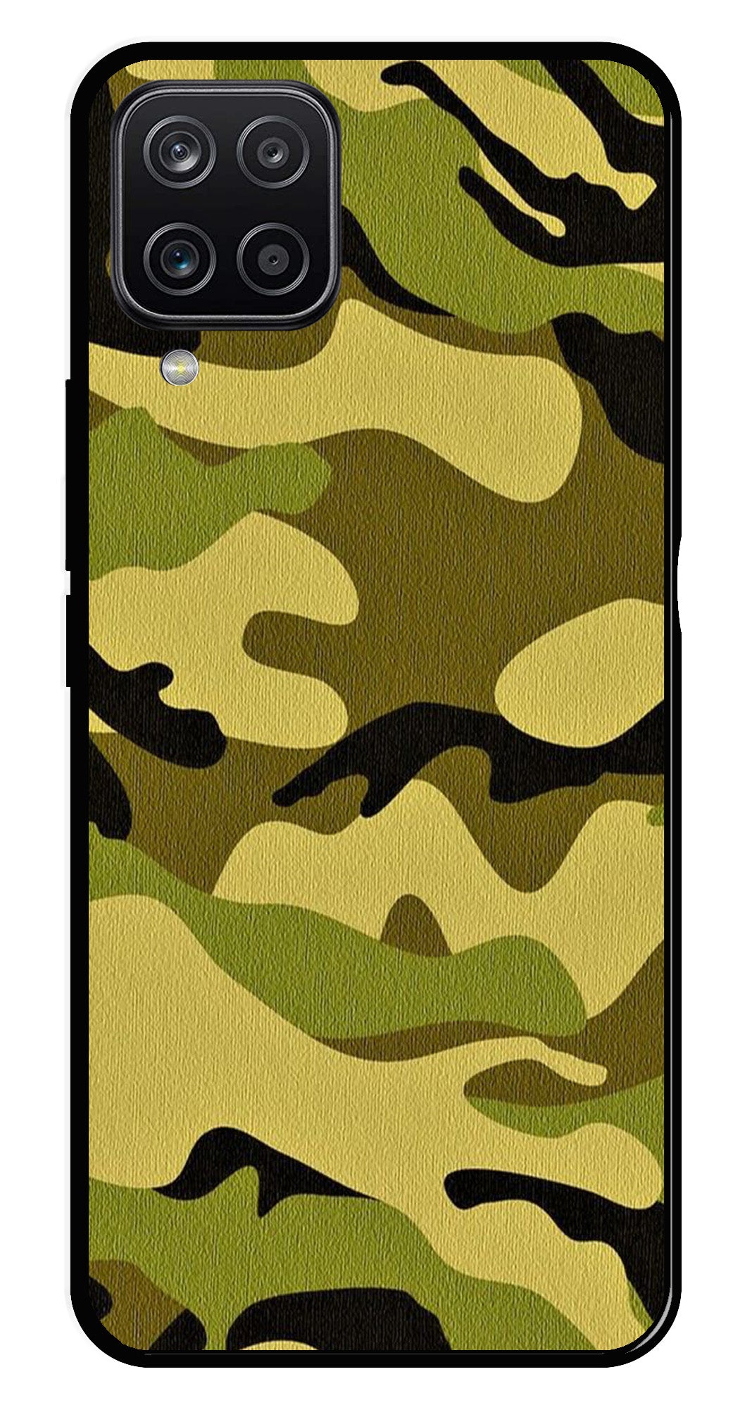 Army Pattern Metal Mobile Case for Samsung Galaxy A12   (Design No -35)
