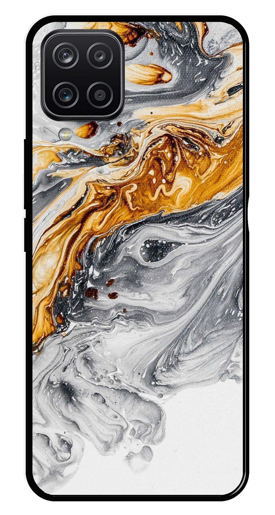 Marble Pattern Metal Mobile Case for Samsung Galaxy A12   (Design No -36)