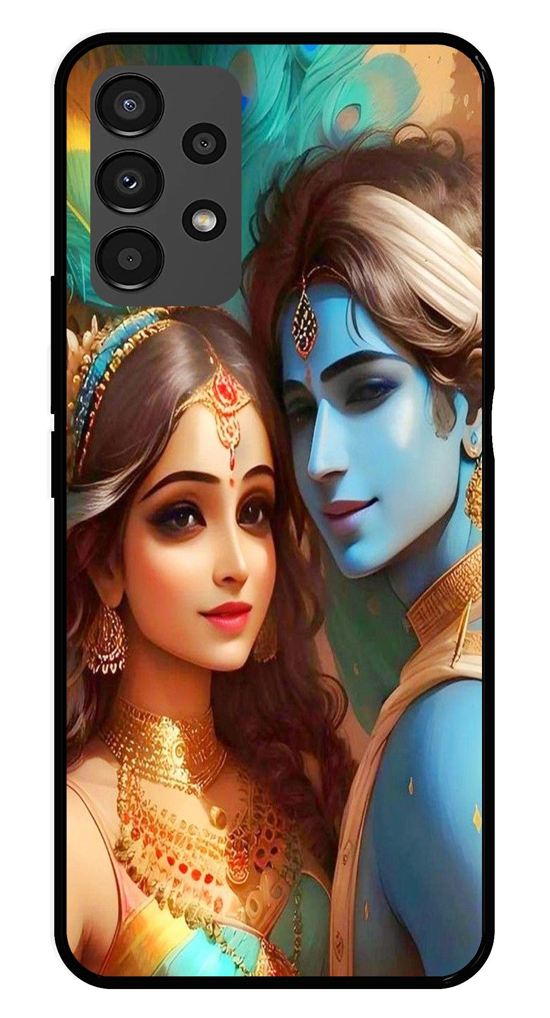 Lord Radha Krishna Metal Mobile Case for Samsung Galaxy A13 4G   (Design No -01)