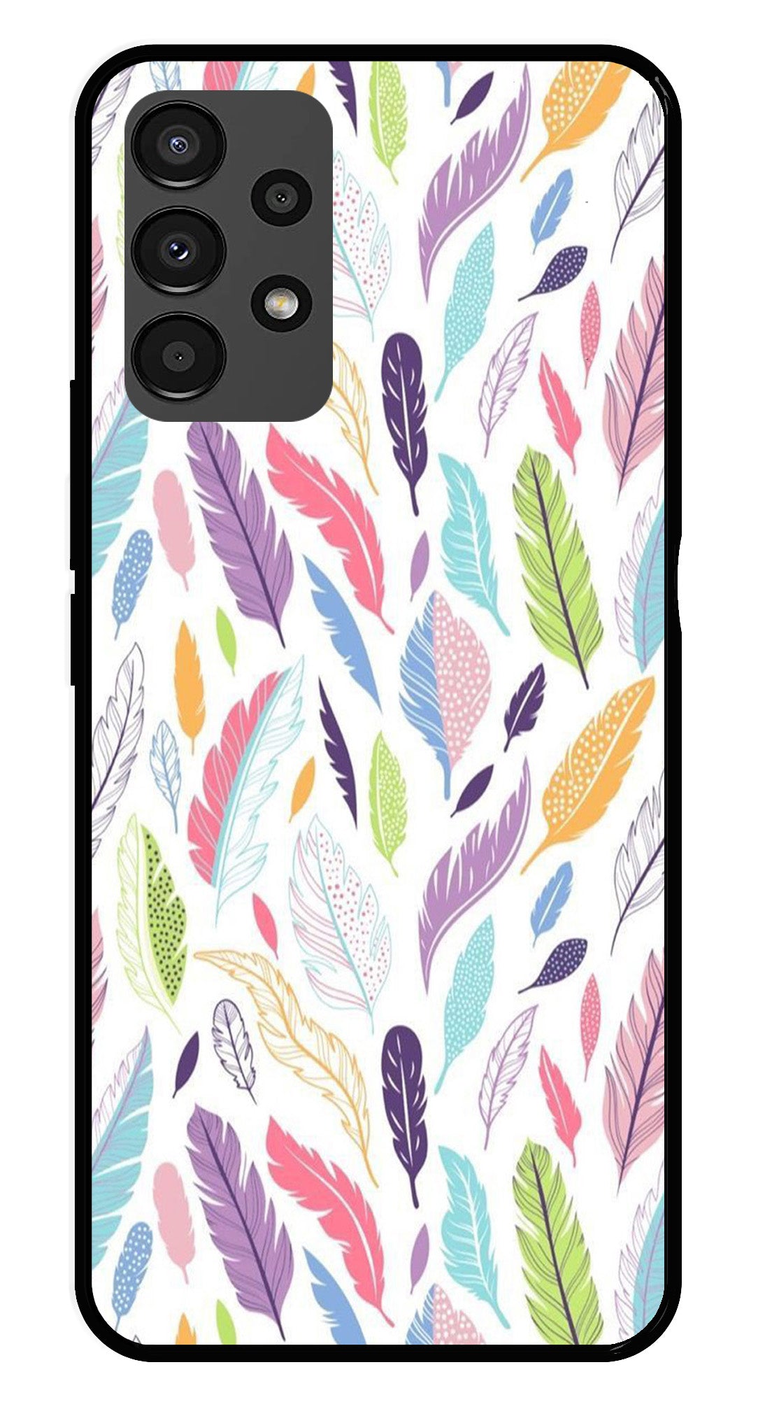 Colorful Feathers Metal Mobile Case for Samsung Galaxy A13 4G   (Design No -06)