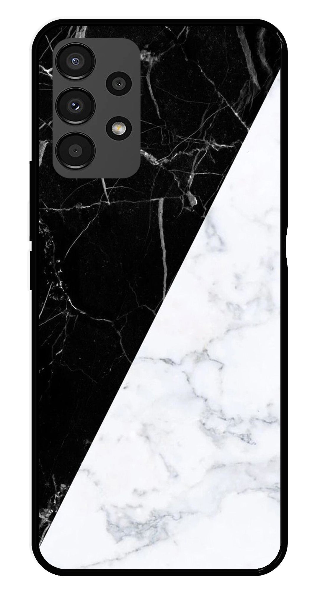 Black White Marble Design Metal Mobile Case for Samsung Galaxy A13 4G   (Design No -09)