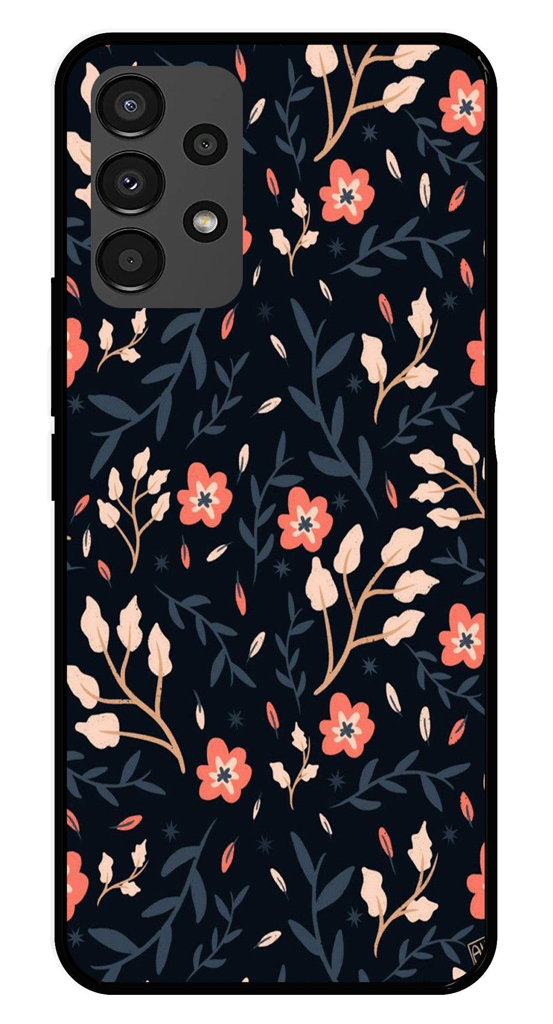 Floral Pattern Metal Mobile Case for Samsung Galaxy A13 4G   (Design No -10)