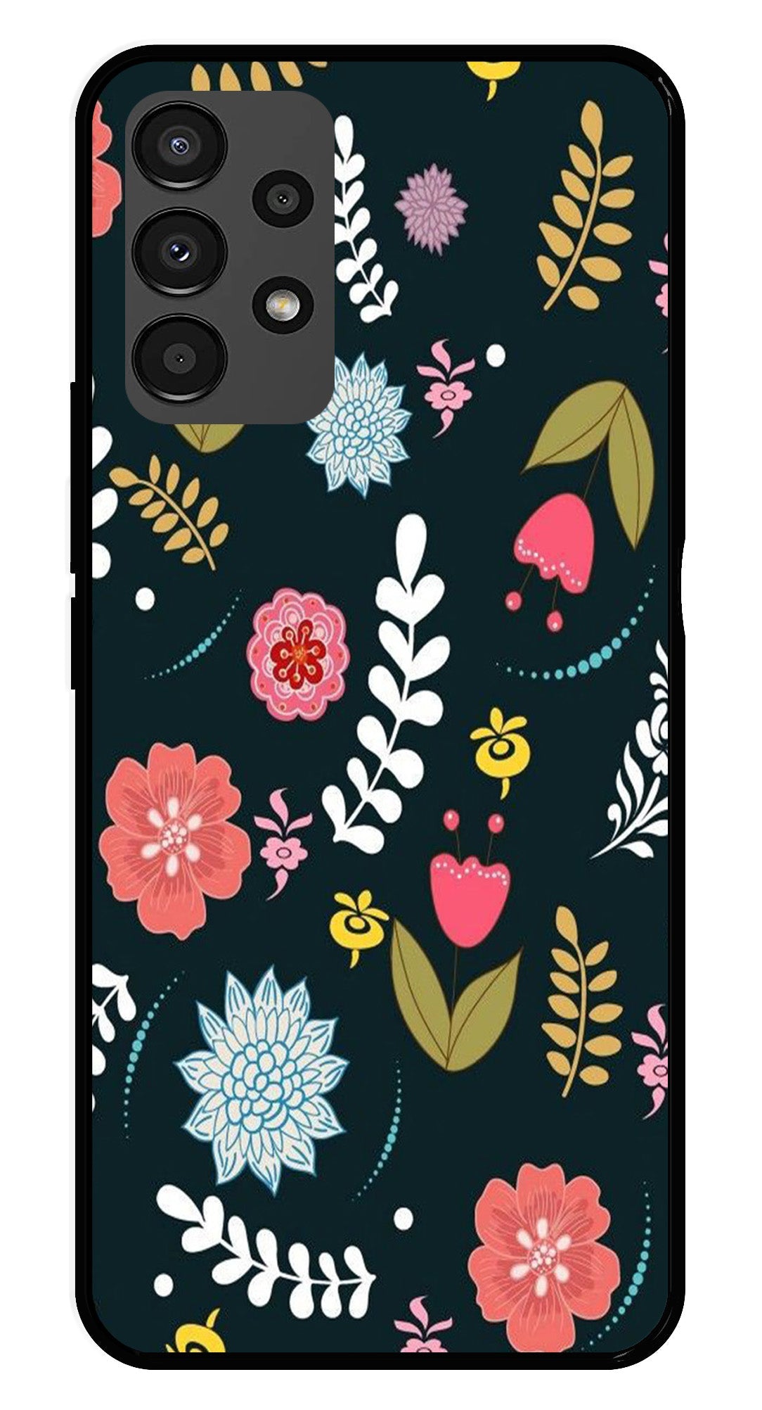 Floral Pattern2 Metal Mobile Case for Samsung Galaxy A13 4G   (Design No -12)