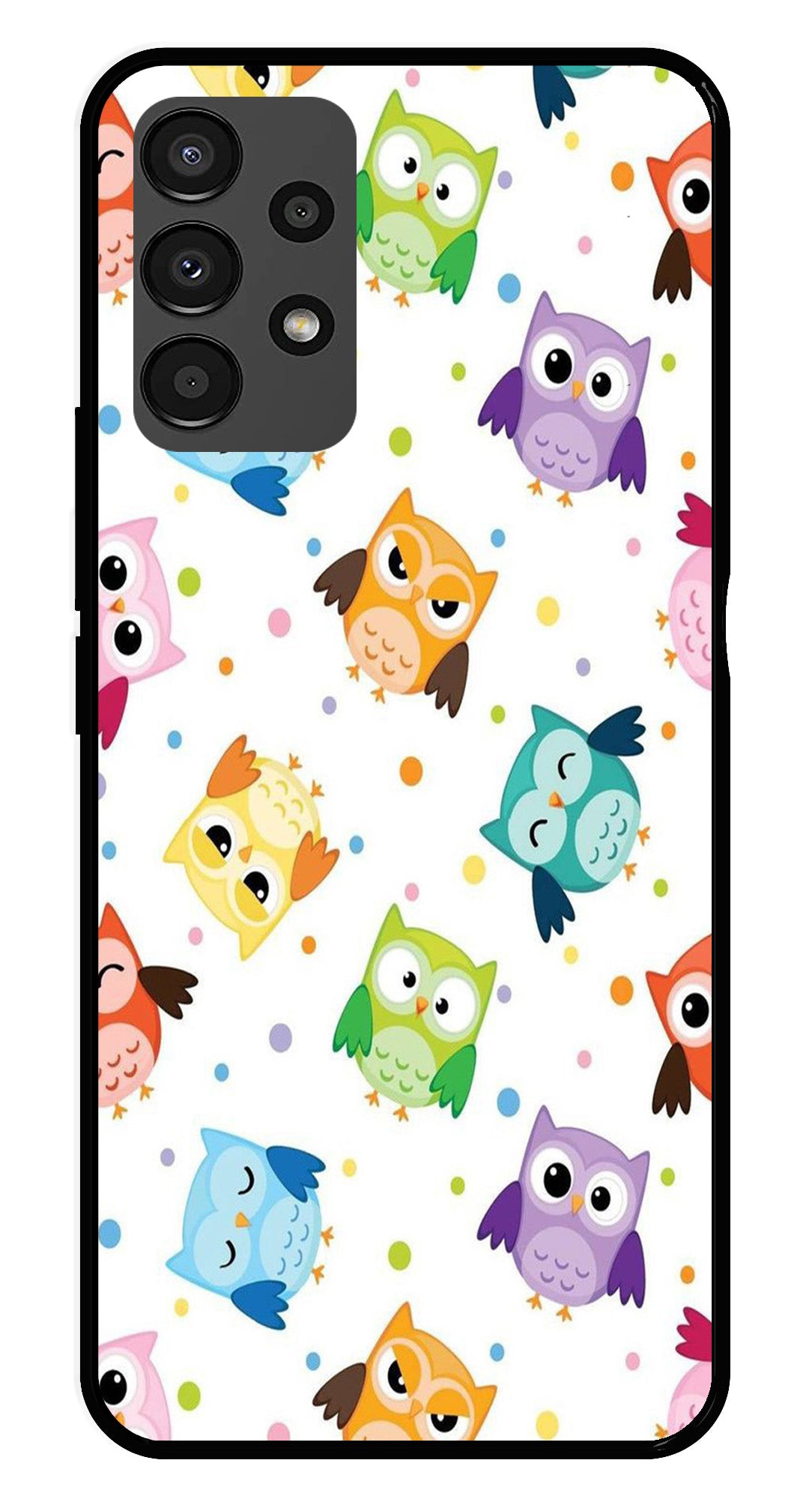Owls Pattern Metal Mobile Case for Samsung Galaxy A13 4G   (Design No -20)