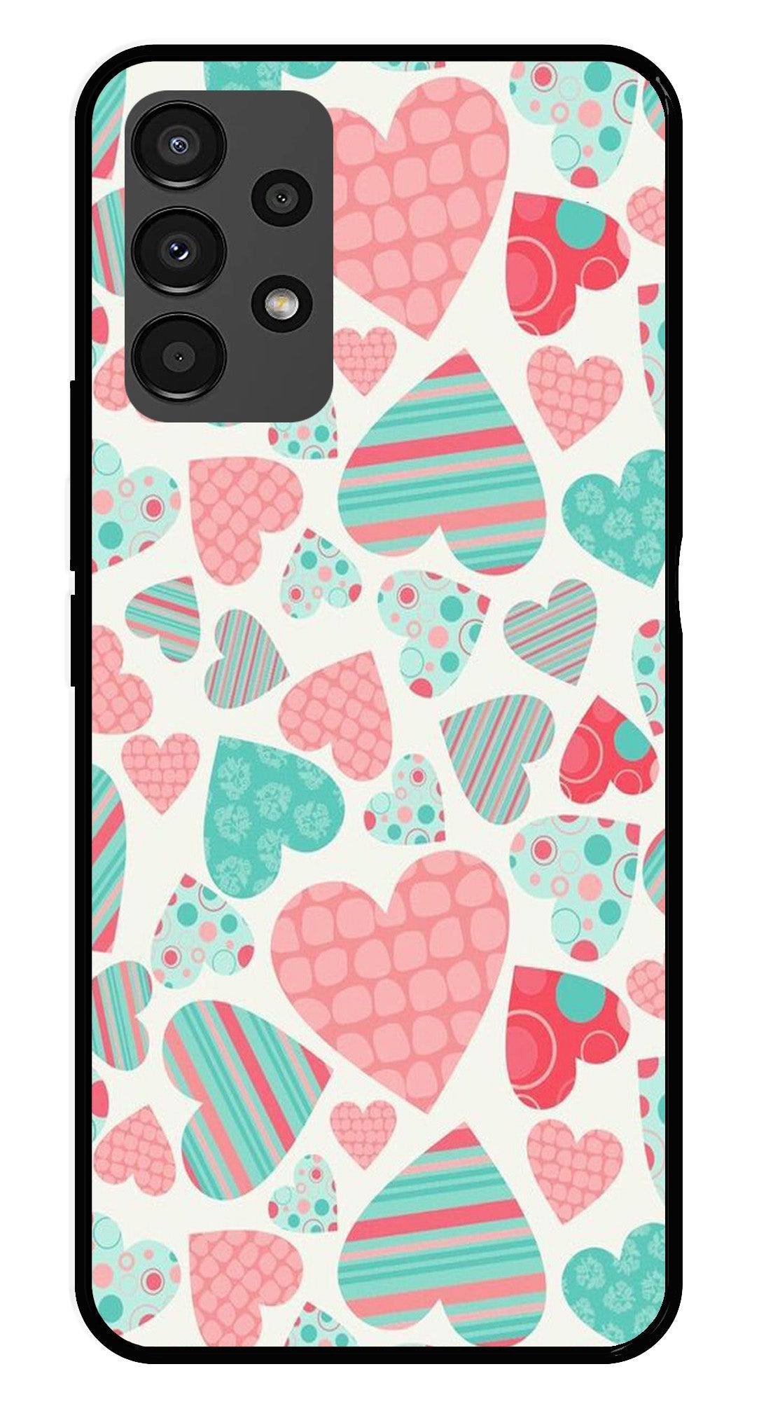 Hearts Pattern Metal Mobile Case for Samsung Galaxy A13 4G   (Design No -22)