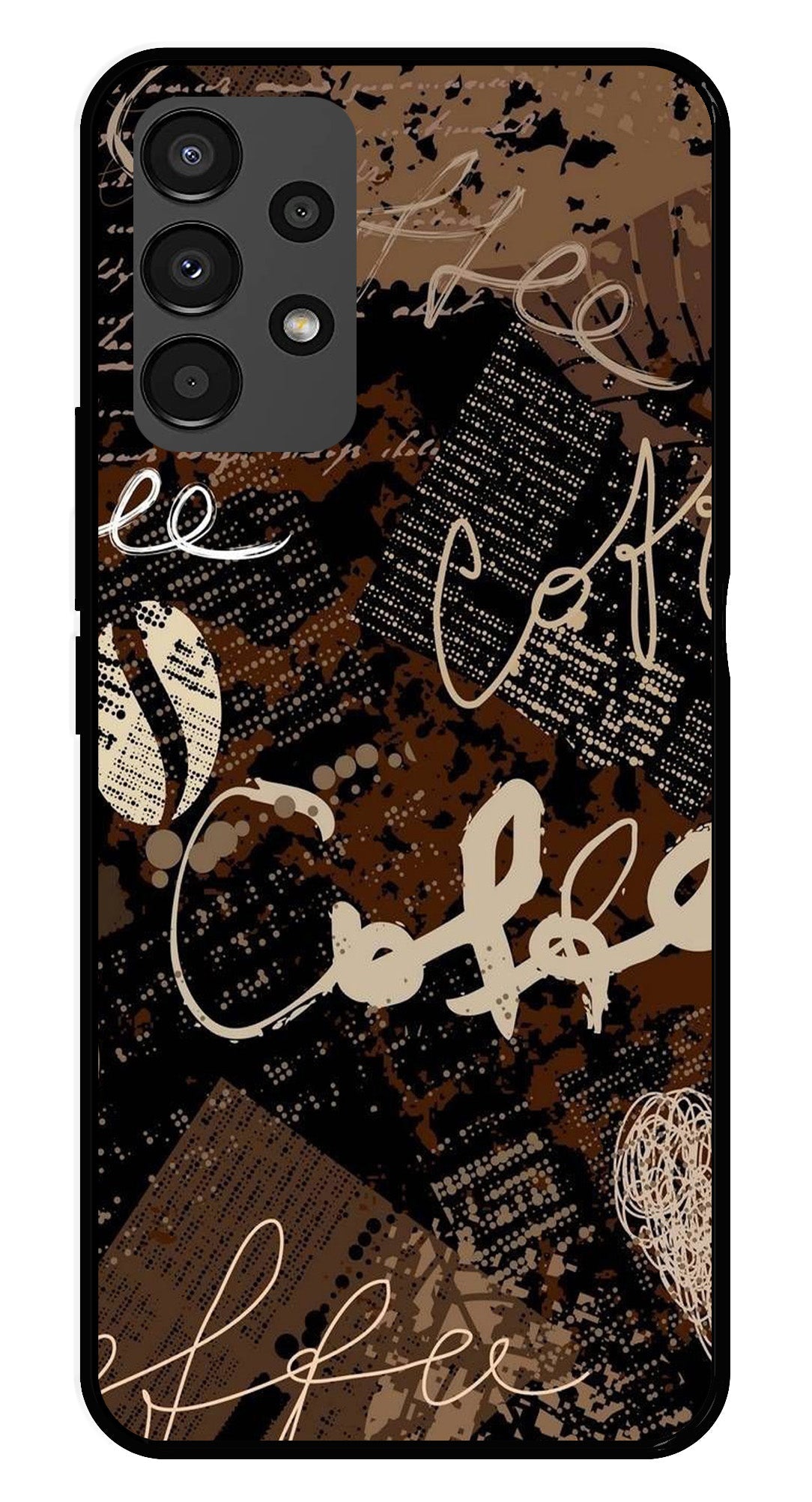 Coffee Pattern Metal Mobile Case for Samsung Galaxy A13 4G   (Design No -37)