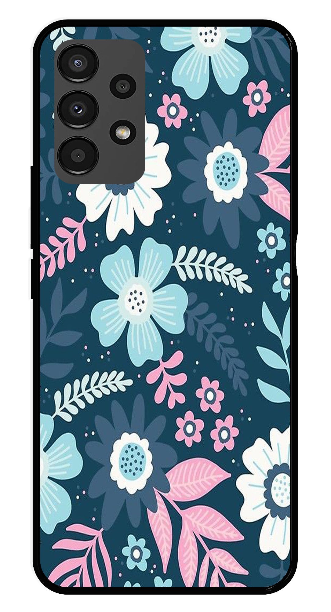 Flower Leaves Design Metal Mobile Case for Samsung Galaxy A13 4G   (Design No -50)